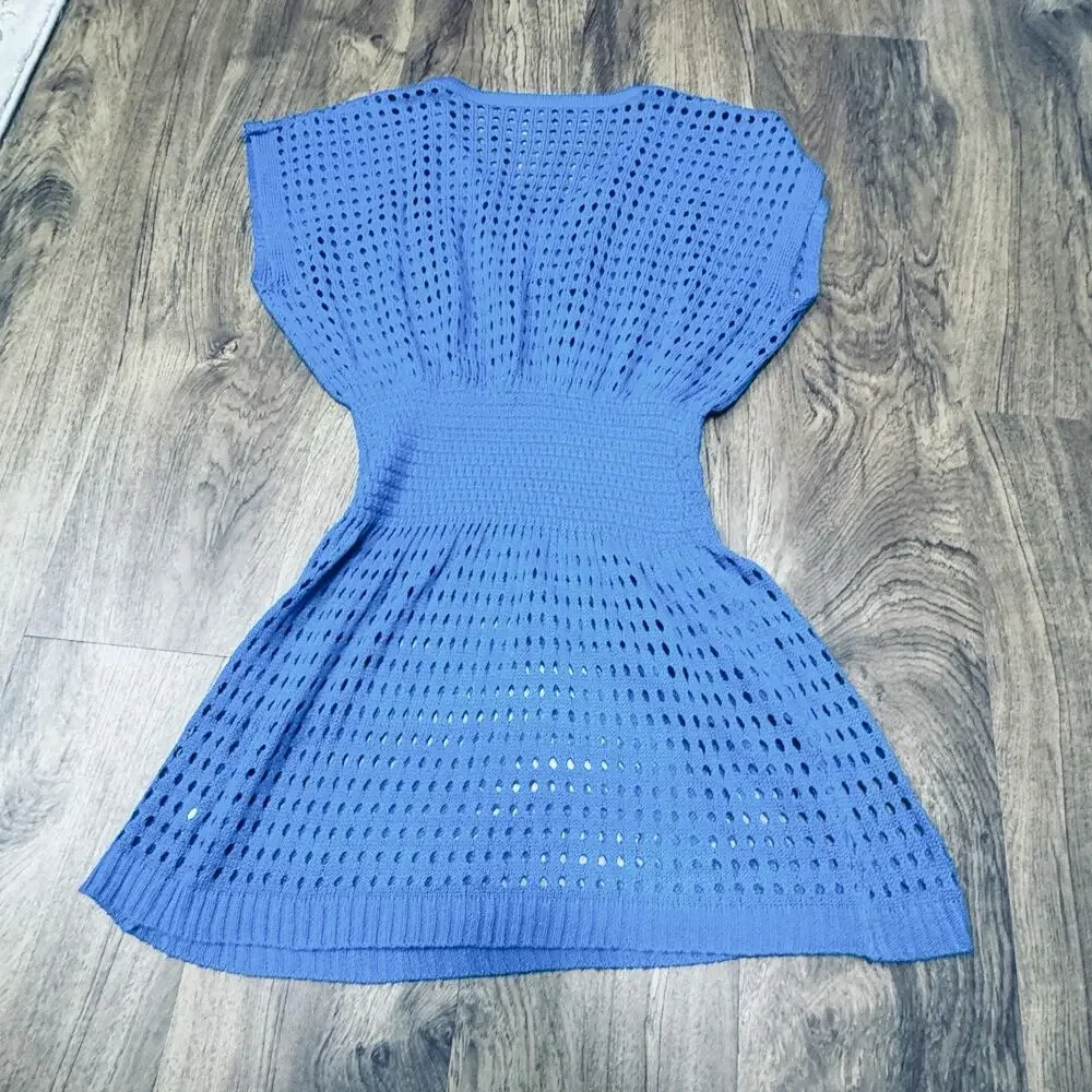 Turquoise Womens Crochet Knit Dress Swim‎ Cover-Up Size Small
